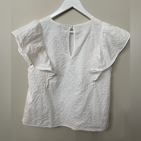 A New Day Womens Size Large White Short Ruffled Sleeve Blouse - Picture 6 of 9